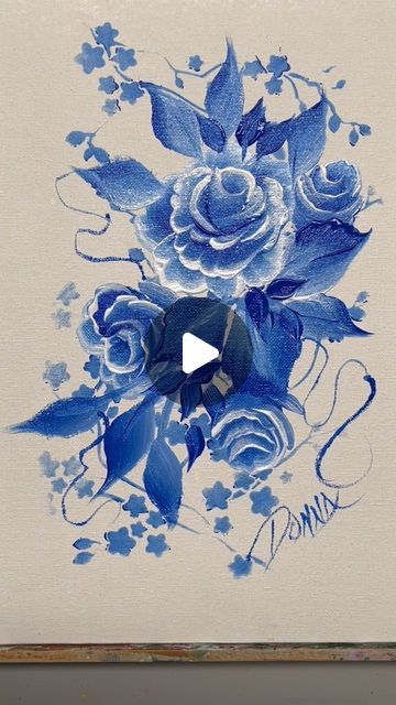 Paint Blueberries, Hand Painted Blue Flowers, Blue And White Painting, Donna Dewberry Painting, Painting Flowers Tutorial, Donna Dewberry, Flowers Tutorial, Painting Painting, Painting Flowers