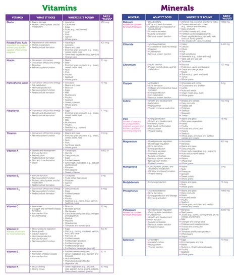 Printable Vitamin And Mineral Interaction Chart Vitamin Intake Chart, Vitamin And Mineral Chart Cheat Sheets, Vitamins Minerals Chart, Vitamin Mineral Chart, All Vitamins And Minerals Chart, List Of Vitamins And What They Do, Vitamin Food List, Food And Vitamin Chart, Mineral Food Chart