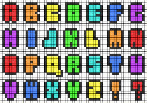 Alpha pattern #39082 | BraceletBook Word Pixel Art, Kopiah Kait, Alphabet Blanket, Cross Stitch Alphabet Patterns, Graph Paper Drawings, Pixel Art Templates, Pony Bead Patterns, Font Alphabet, Perler Bead Templates