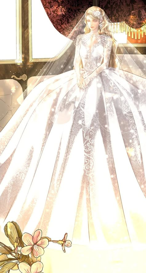 His Duchess Is A Ghost, Manhwa Wedding Dress, Anime Wedding Dress, Webtoon Couple, Manhwa Dress, Anime Wedding, Royal Wedding Dress, Romance Comedy, Wedding Dress With Veil