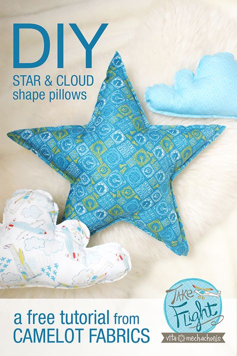 How To’s Day: Star and Cloud Shape Pillows Tutorial Star Pillow Pattern Sewing, Cloud Pillow Diy Pattern, No Sew Moon Pillow, Pattern To Sew Star Pillow Covers, Cloud Shaped Pillow, Cloud Pillows, Star Pillow, Diy Pillow, Diy Star