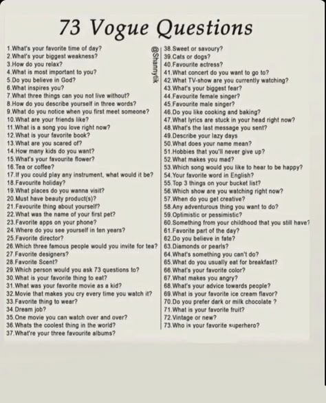 Simple Questions To Ask Someone, How Well Do You Know Her Questions, Fun Questions To Ask Yourself, Questions To Ask Yourself About Him, 200 Questions To Ask Your Partner, Serious Questions To Ask Friends, Vogue Questions List, Questions To Ask Your Future Self, Basic Get To Know You Questions