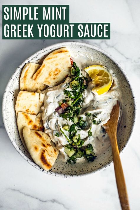 Mint Yogurt Sauce, Greek Yogurt Sauce, Make Greek Yogurt, Mint Yogurt, Grilled Chicken Skewers, Yogurt Dressing, Mint Sauce, Sauce For Chicken, Yogurt Sauce