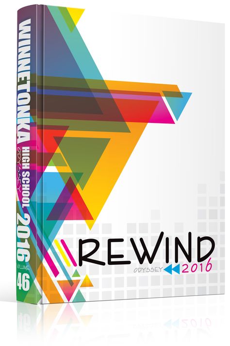 Yearbook Cover - Winnetonka High School - "Rewind" Theme - Angles, Triangles… Rewind Yearbook Theme, Yearbook Idea, Yearbook Covers Themes, Yearbook Design Layout, Yearbook Covers Design, Middle School Yearbook, Yearbook Template, Yearbook Class, Yearbook Cover