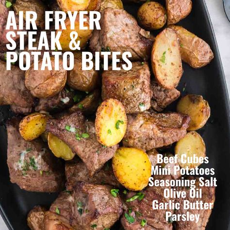 Air Fryer Recipes Steak Bites And Potatoes, Steak Potatoes Air Fryer, Steak Bits In Air Fryer, Steak And Potatoes Pressure Cooker, Air Fry Steak Bites And Potatoes, Top Round Steak Recipes Air Fryer, Stew Meat In Air Fryer, Beef Stew Meat In Air Fryer, Air Fryer Steak And Potato Bites