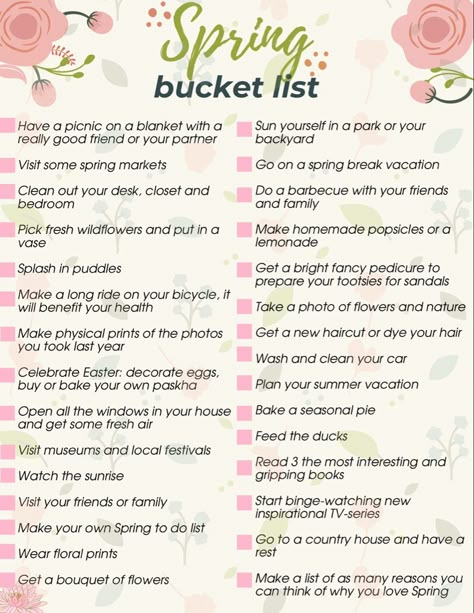 May Ideas Month Of, Spring Bucket List For Families, Spring Bucket List Ideas, Things To Do In The Spring, Spring Things To Do, Spring Bucket List For Adults, April To Do List, Romanticize Spring, April Bucket List