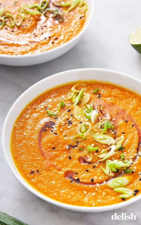 This Ginger Miso Carrot Soup Is Comfort In A BowlDelish Weeknight Dinner Recipes, Ginger Miso, Carrot Soup Recipes, Miso Paste, Healthy Vegetable, Simple Meals, Inflammatory Diet, Bbc Good Food, Savory Soups