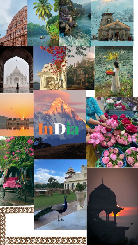 India Collage Aesthetic, Logistics Design, Social Project, India Tourism, Happy Independence Day India, Identity Project, Independence Day India, Travel Collage, Digital India