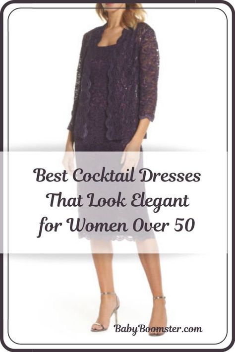 A collection of cocktail dresses with older women in mind with body or weight flaws. Womens Cocktail Dresses Classy, Cocktail Dress Over 60, Classy Dresses For Women Over 50, Afternoon Cocktail Outfit, Older Women Cocktail Dresses, Cocktail Dress For Women Over 50 Summer, Summer Wedding Cocktail Attire, Dress For Women Over 50 Special Events, Best Dresses For Women Over 50