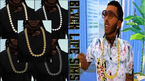 blvcklifesimz:  “Here is the chain I converted from GTA:SA, it’s very high poly so please take heed before downloading!  Comes in all 5 colors as shown, for Males YA-EM  CLICK ME!!!  TOU: Don’t have one *shrug*  Matching watch and bracelets coming soon!  ” Sims 4 Jewelry, Watch And Bracelets, Cc Accessories, Around The Sims 4, Male Sims, Sims 4 Men Clothing, Sims 4 Piercings, Sims 4 Cc Eyes, Alpha Cc