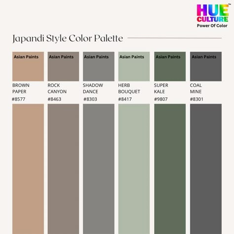 Japandi Interiors Studio Apartment, Japandi Style Color Palette, Accent Wall Japandi, Japandi Wall Color Palette, Japanese Color Palette Interior, Japandi Color Palette 2023, Japandi Style Living Room Design, Japandi Interiors Green, Japandi Colour Scheme