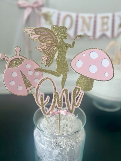 fairy, first birthday, centerpiece set, one centerpiece Fairy Centerpiece, 3d Wings, First Birthday Centerpieces, Glitter Overlay, Pink Centerpieces, Glitter Overlays, Birthday Party Centerpieces, Party Centerpiece, Birthday Centerpieces