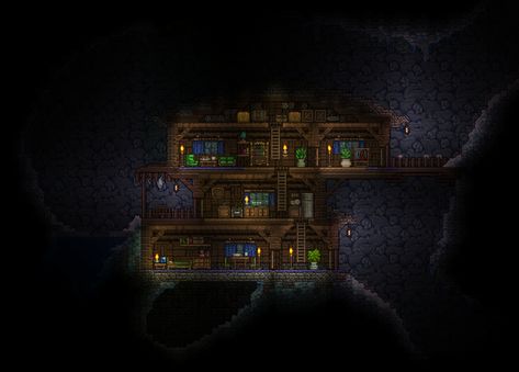 Underground Houses Terraria, Terraria Cavern House Ideas, Terraria Mechanic House, Underground Terraria Base, Terraria Underground House Ideas, Underground Base Terraria, Terraria Underground Base, Terraria Village, Terraria Cavern House