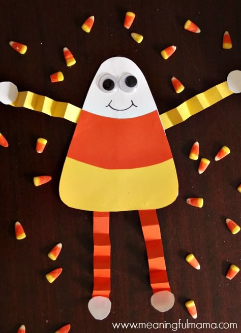 candy corn man craft - ha!  love this easy craft for kids Candy Corn Craft Preschool, Candy Corn Craft For Toddlers, Candy Corn Activities For Toddlers, Candy Corn Bulletin Board Ideas, Preschool Candy Corn Activities, Candy Corn Monster Craft, Corn Craft, Expanded Notation, Candy Corn Crafts