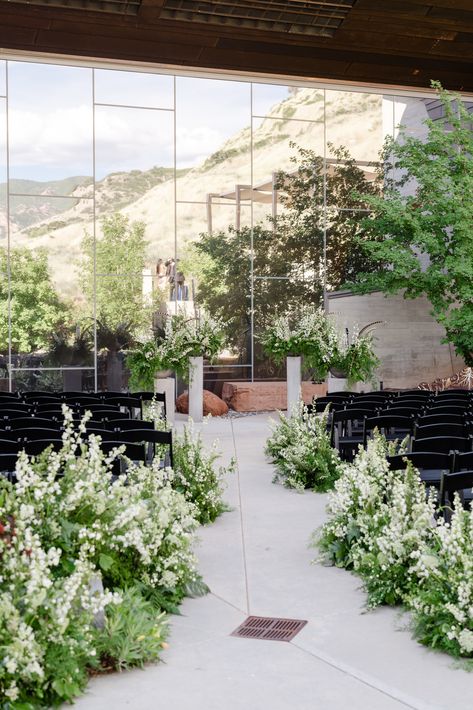 Caldwell Green, White Delphinium, Concrete Wedding, Snap Dragon, Forest Fern, White Arch, Aisle Flowers, Feather Wedding, Wedding Ceremony Flowers