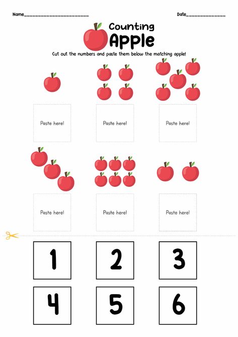 Cut and Paste Numbers 1 6 Worksheet Number Worksheets Kindergarten, Alphabet Letter Templates, Preschool Number Worksheets, Math Magic, Math Sheets, Cut And Paste Worksheets, Counting Worksheets, Counting Numbers, Numbers Kindergarten