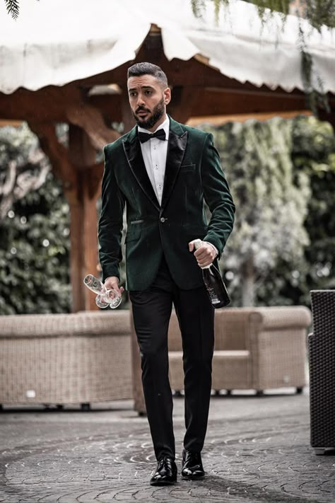 Men’s Green Tuxedo, Emerald Green Suit Jacket Men, Dark Forest Green Tuxedo, Dark Green Tuxedo For Men, Men’s Forest Green Suit, Green Suit With Black Pants Men, Dark Green Tuxedo Wedding Groom Style, Dark Green Suit Jacket Men, Emerald Green Weddings Groom