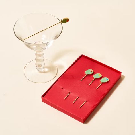 Big Night’s Katherine Lewin Has Figured Out How to Throw Her Ideal Dinner Party - Dwell Gifts For Chefs, Burled Wood Coffee Table, Olive Cocktail, Cooking Decor, Martini Party, Martini Olive, Martini Olives, Cocktail Stirrers, Handy Gadgets