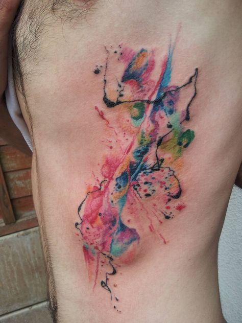 Abstract watercolour Abstract Tattoo Designs, Tattoo Background, Chest Tattoos For Women, Side Tattoos, Color Abstract, Abstract Tattoo, Rib Tattoo, Creative Tattoos, Tattoo Styles