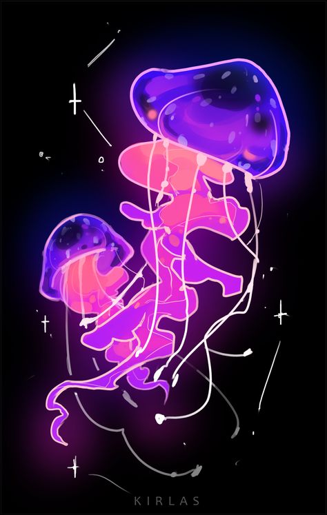 Cosmic Space Magenta Jellyfishes with stars Trippy Jellyfish, Space Jellyfish, Jellyfish Illustration, Jellyfish Art, Food Illustration Art, Silly Animals, Surf Art, Animal Tattoos, Food Illustrations