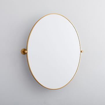 Metal Frame Pivot Wall Mirror - Oval Pivot Wall Mirror, Small Guest Bathroom Remodel, Spare Bathroom Remodel, Farmhouse Upstairs, Powder Room Reno, Random Stuff To Buy, Master Bath Update, Room Bathroom Ideas, Beach House Bathrooms