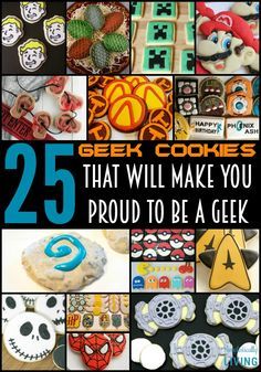 25 Geek Cookies That Will Make You Proud to Be A Geek Simplistically Living Homemade Valentines Gift, Geek Party, Star Wars Cookies, Geek Food, Fancy Cupcakes, Homemade Valentines, Beautiful Paper, Cookie Designs, Food Themes