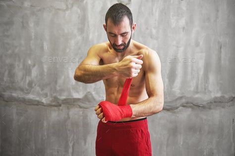 Wrapping Hands For Boxing, Boxer Fighter, Boxing Wraps, Athletic Background, Body Box, Class Projects, Male Poses, Sports Photos, Social Media Icons