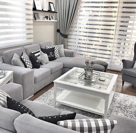 Gray Couches, Furnitur Ruang Keluarga, Small Living Room Decor, Trendy Living Rooms, Small Apartment Decorating, White Living, White Living Room, Living Room Grey, A Living Room