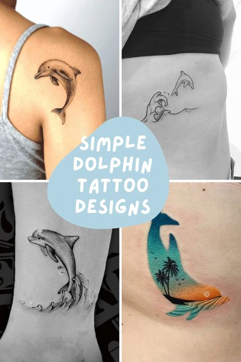 73 Simple Dolphin Tattoo Designs for Females - TattooGlee Dolphin Tatoos Ideas, Dolphin Tattoos For Women, Dolphin Tattoo Ideas, Dolphin Tattoo Simple, Tattoos Dolphin, Simple Dolphin Tattoo, Tattoo Ideas Female Dolphin, Dolphin Cover Up Tattoo, Dolphin And Wave Tattoo