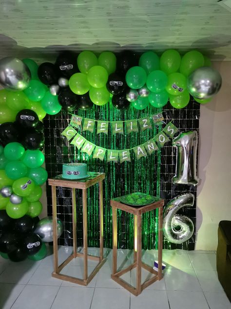 Neon Green Birthday Party, Shades Of Green Birthday Party, Green And Black Birthday Theme, Minecraft Birthday Ideas, Sweet Sixteen Birthday Party Ideas, Bar Mitzvah Party, Halloween House Party, Bday Party Theme, Soccer Birthday