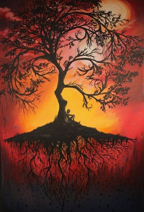 Tree // art Tree With Roots, Image Zen, Tattoo Nature, Wow Art, Tree Tattoo, Caravaggio, Tree Art, Dark Art, Painting Inspiration