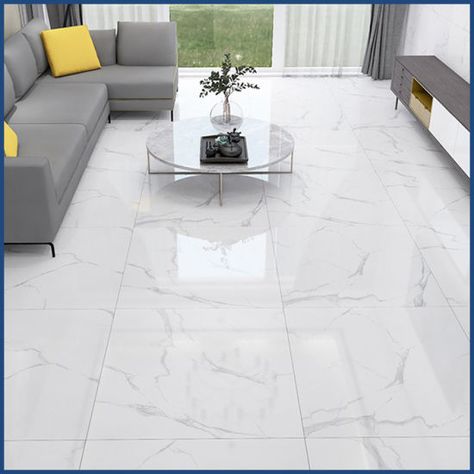 White Marble Tile Floor, Marble Floor Kitchen, Grey Wall Tiles, Tiles Uk, Black Floor Tiles, White Marble Floor, Peel And Stick Floor, White Tile Floor, Patio Tiles