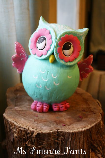 Clay Owls, Owl Pottery, Owl Cakes, Painted Owl, Being Intentional, Clay Owl, Three Day Weekend, Paper Mache Art, Clay Wall Art