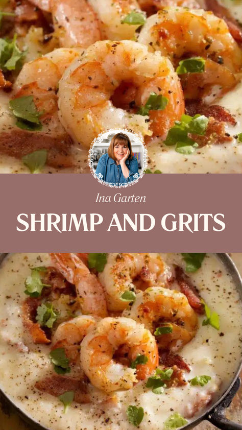 Ina Garten Shrimp And Grits Joanna Gaines Shrimp And Grits, Shrimp And Grits With White Wine Sauce, Shrimp And Cheddar Grits, Shrimp And Grits Southern Style, Southern Living Shrimp And Grits Recipe, Shrimp Diane Recipe, Gluten Free Shrimp And Grits, Ina Garten Shrimp Salad, Oven Baked Shrimp And Grits