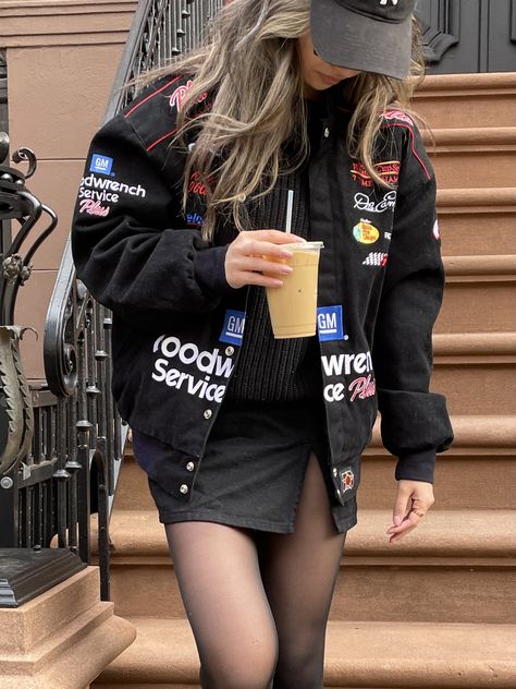 Racing Jacket Outfit, Random Vibes, Nascar Racing Jacket, Racing Jacket, Jacket Outfit, Nascar Racing, Nascar, Jacket Outfits, Outfit Inspo