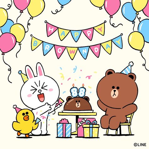 Twitter Line Cony, Friends Birthday Card, Cony Brown, 달력 디자인, Happy Birthday Greetings Friends, Cat Coloring Book, Happy Birthday Wallpaper, Bunny And Bear, Birthday Captions