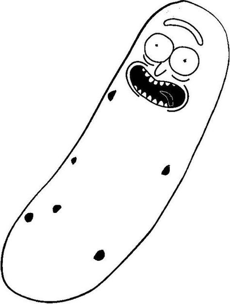 Pickle Rick! Pickle Rick Drawing, Pickle Rick Tattoo, Rick Drawing, Rick Tattoo, Easy Skull Drawings, Rick And Morty Tattoo, Simpsons Drawings, Drawing Black And White, Pickle Rick