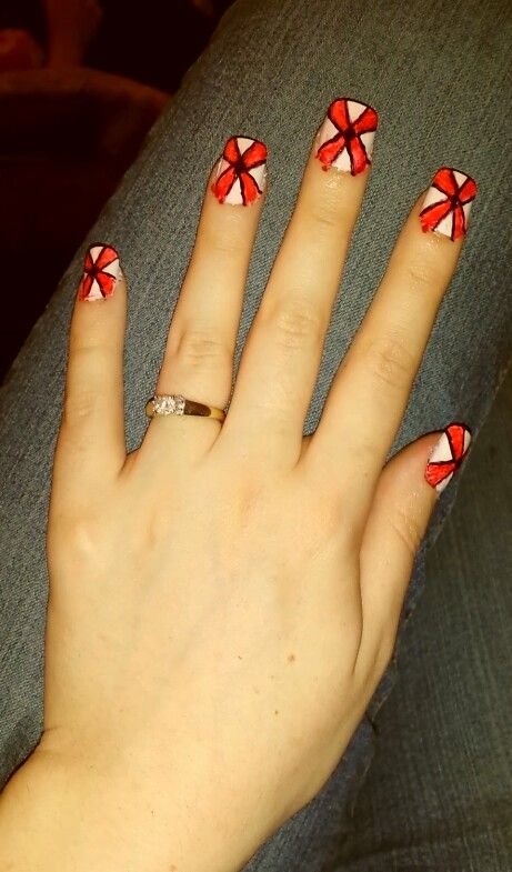 Umbrella corp nails from resident evil. Poor attempt but it was the first! Resident Evil Nails, Evil Nails, Resident Evil, Umbrella, The First, Nail Art, Engagement Rings, Nails, Hair