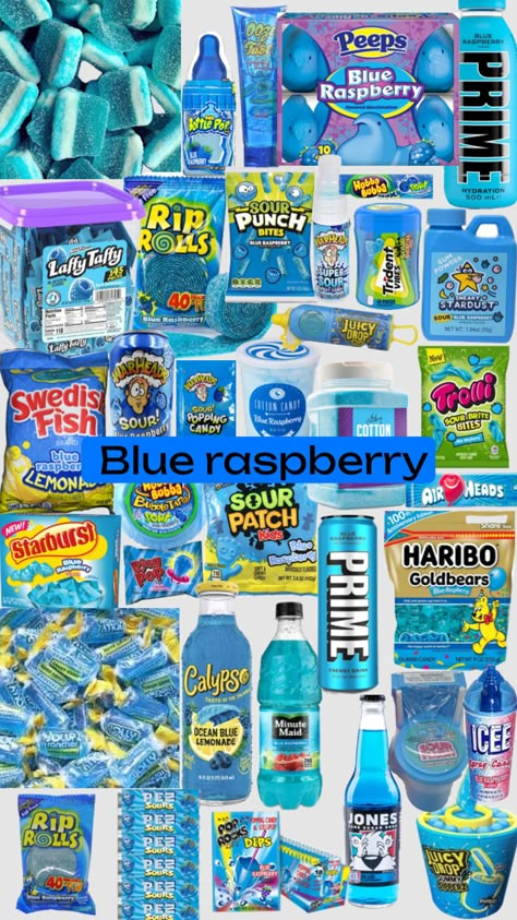 Blue raspberry Blue Raspberry Candy, Blue Party Foods, Raspberry Candy, Blue Snacks, Sleepover Snacks, Snack Organizer, Candy Drinks, Cute Birthday Ideas, Sleepover Food