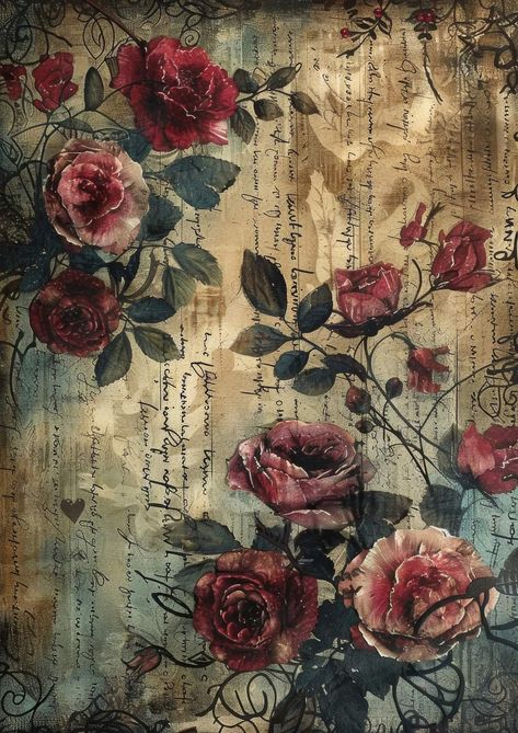 Vintage Floral Wallpaper Bedroom, Aesthetic Art Paintings, Vintage Roses Wallpaper, Vintage Writing Paper, Vintage Scrapbook Paper, Image Swag, Book Wallpaper, Cool Wallpapers Art, Vintage Poster Art