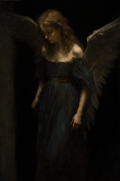 Classical Art Aesthetic, Old Oil Paintings Aesthetic, Nephilim Aesthetic, Gothic Art Aesthetic, Dark Victorian Art, Old Paintings Aesthetic Dark, Angelic Paintings Aesthetic, Classical Angel Paintings, Ethereal Portrait