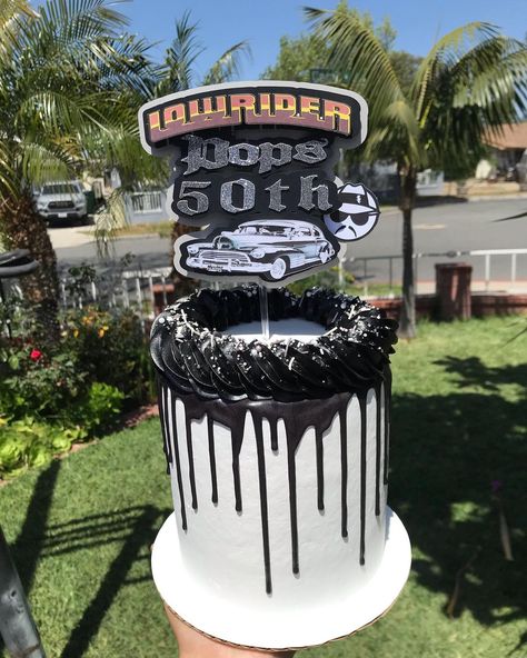 Low Rider Cake, Lowrider Birthday Cake, Low Rider Party Ideas, Cholo Party Decorations, Motorcycle Birthday Parties, Motorcycle Birthday, 18th Cake, Themed Treats, 50th Bday