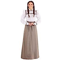 Check this out! Wild West Outfits, Pioneer Costume, The Oregon Trail, Full Sleeve Blouse, Solid Skirt, Covered Wagon, Floor Length Skirt, Brown Skirts, Tweed Skirt