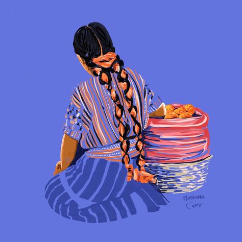 Lady at the market 🌻 can you guess what is she selling? 🫀 25/30 #womenillustration #ilustradoramexicana #artofhumanity #guatemalaart #mayanculture #mayanwomen #indigenous #indigenas #indigenouswomen #womenofillustration #sketchoftheday Latina Illustration, Vintage Mexican Art, Dia De Los Muertos Decorations Ideas, Mayan History, Mexican Artwork, Peruvian Art, Navajo Art, Ballet Folklorico, Mexican Culture Art