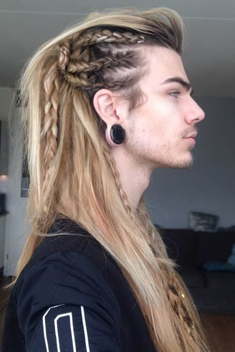 Faux Hawk For Long Hair  #fauxhawk #longhairmen #vikinghairstyles #vikinghair Nils Kuiper, Viking Braids, Viking Hair, Hair Styles Men, Faux Hawk, Trending Hairstyles, Hair Reference, Braids For Long Hair, Long Hair Styles Men