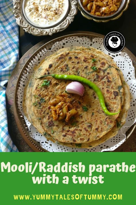 Mooli ke Parathe with a twist | Radish Paratha - Yummy Tales Of Tummy Mooli Paratha, Indian Breakfast Recipes, Vegetarian Platter, Punjabi Style, Paratha Recipe, Recipe Indian, Paratha Recipes, Easy Summer Meals, Indian Breakfast