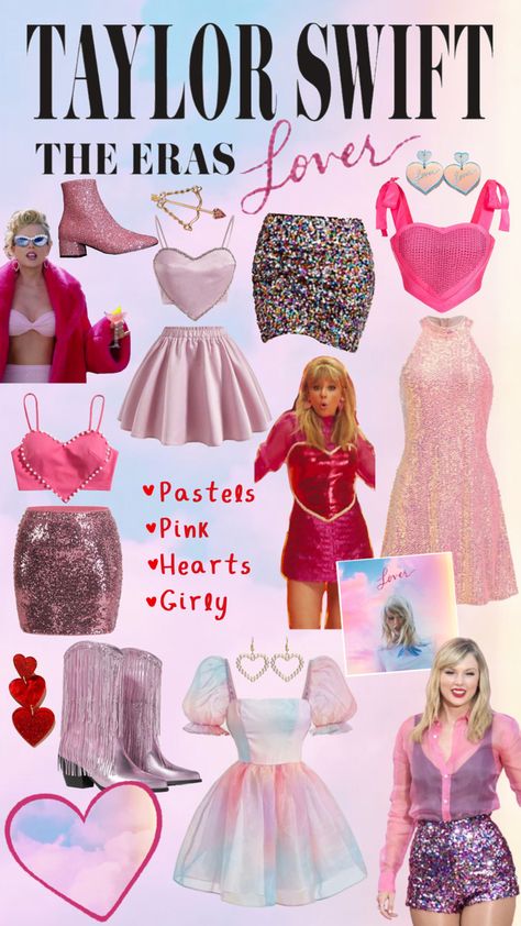 Lover Taylor Swift Era Aesthetic, Taylor Swift Aesthetic Outfits Lover, Lover Taylor Swift Moodboard, Taylor Swift Aesthetic Lover Era, Eras Tour Outfit Lover Era, Taylor Swift Lover Fits, Lover Era Outfit Inspiration, Taylor Swift Lover Era Aesthetic Outfits, Lover Inspired Eras Tour Outfits