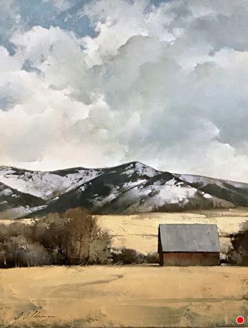 Hills and Seasons by Joseph Alleman, Oil, 27 x 21 Joseph Alleman, Watercolor Barns, Montana Art, American Realism, Western Landscape, Barn Painting, Western Paintings, Amazing Paintings, Great Paintings