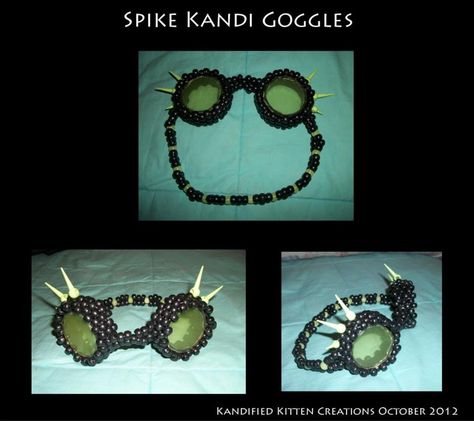 Kandi Goggles Tutorial, Kandi Goggles, Kandi Jewelry, Pet Wolf, Pulseras Kandi, Kandi Cuff Patterns, Kandi Inspo, Diy Kandi Bracelets, Pony Bead Bracelets