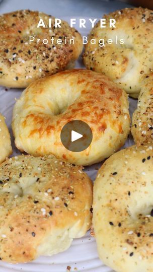 Air Fryer Protein, High Protein Bagels, Protein Bagels, Gf Bread Recipe, High Protein Flour, Unflavored Protein Powder, Everything Bagel Seasoning, Bagel Seasoning, Nonfat Greek Yogurt